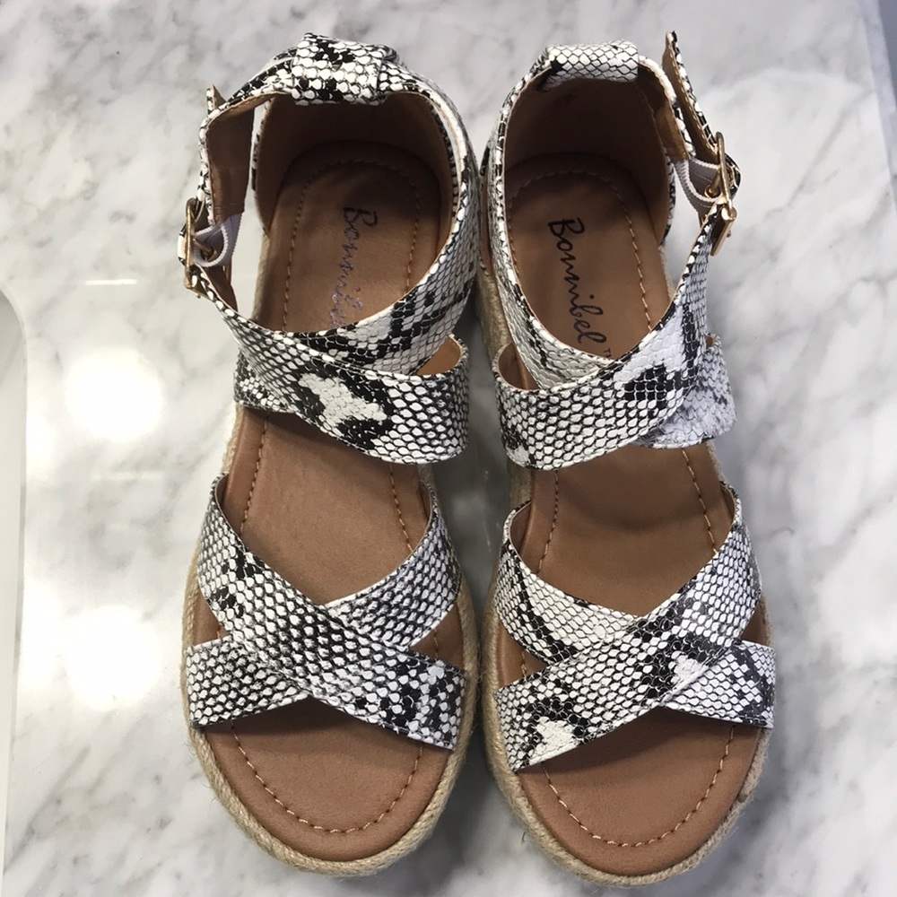 Snake Print Flatform Platform Espadrilles - Picture 5 of 7